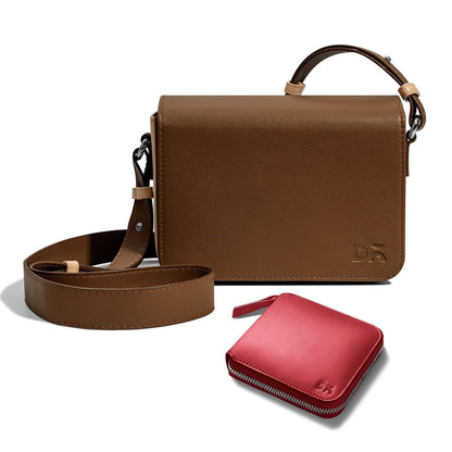 DailyObjects Sol Box Sling Crossbody Bag for Women and Stylish Latest Zip Wallet Purse for Women's & Girls | Durable Vegan Leather | Mobile Sling Bag | Magnetic Closure | Made in India | Combo