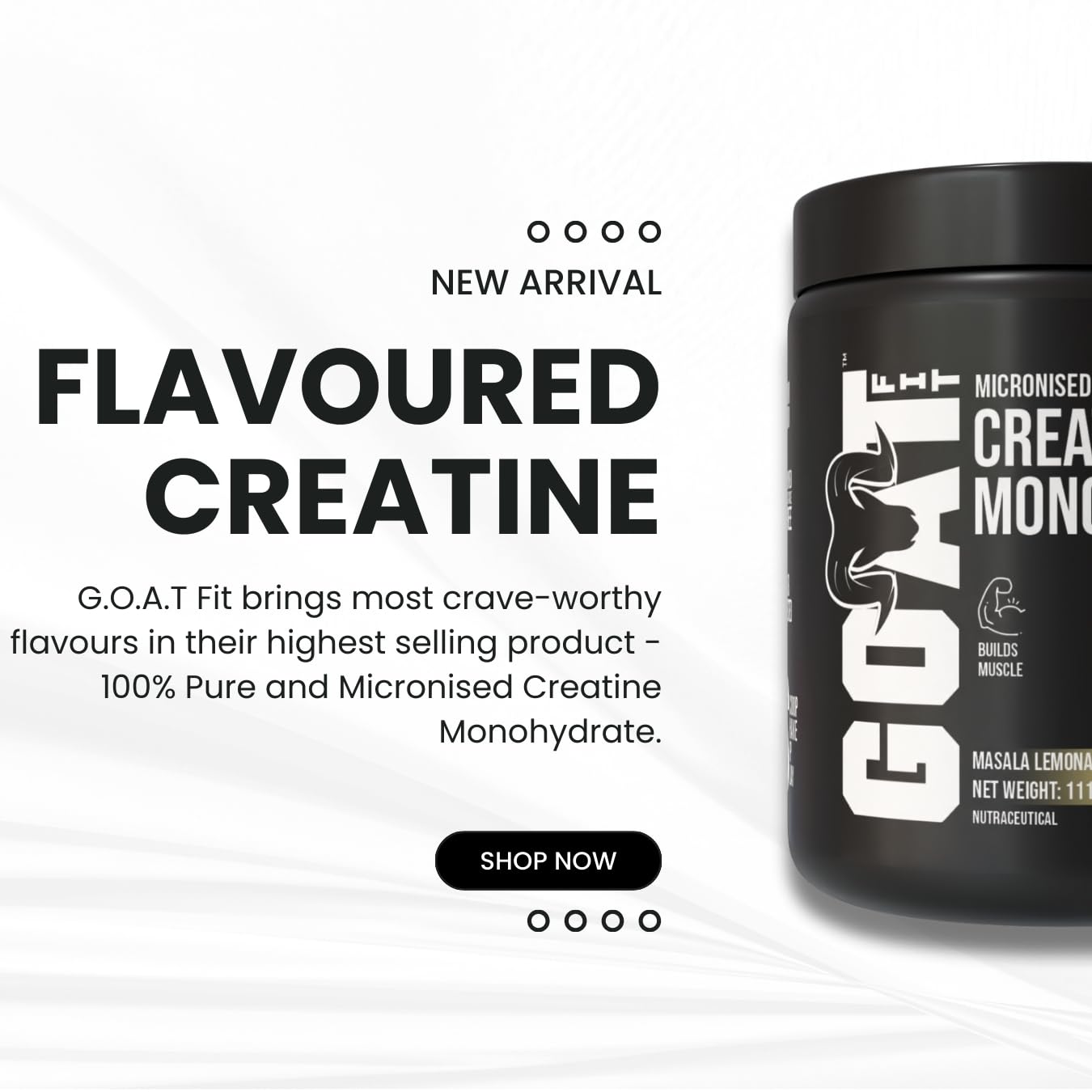 G.O.A.T Fit 100% Pure Micronized Creatine Monohydrate Powder | Superior Absorption, Monstrous Performance | For Improvement in Strength, Power, and Size (280gm - 75 Servings, Masala Lemonade)