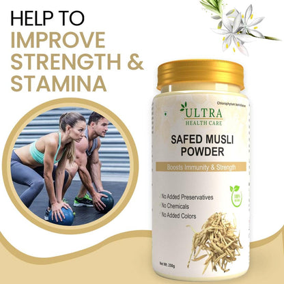 Ultra Healthcare Safed Musli Powder for Stamina | Performance | Immunity Booster | Strength and Vitality |250 gm