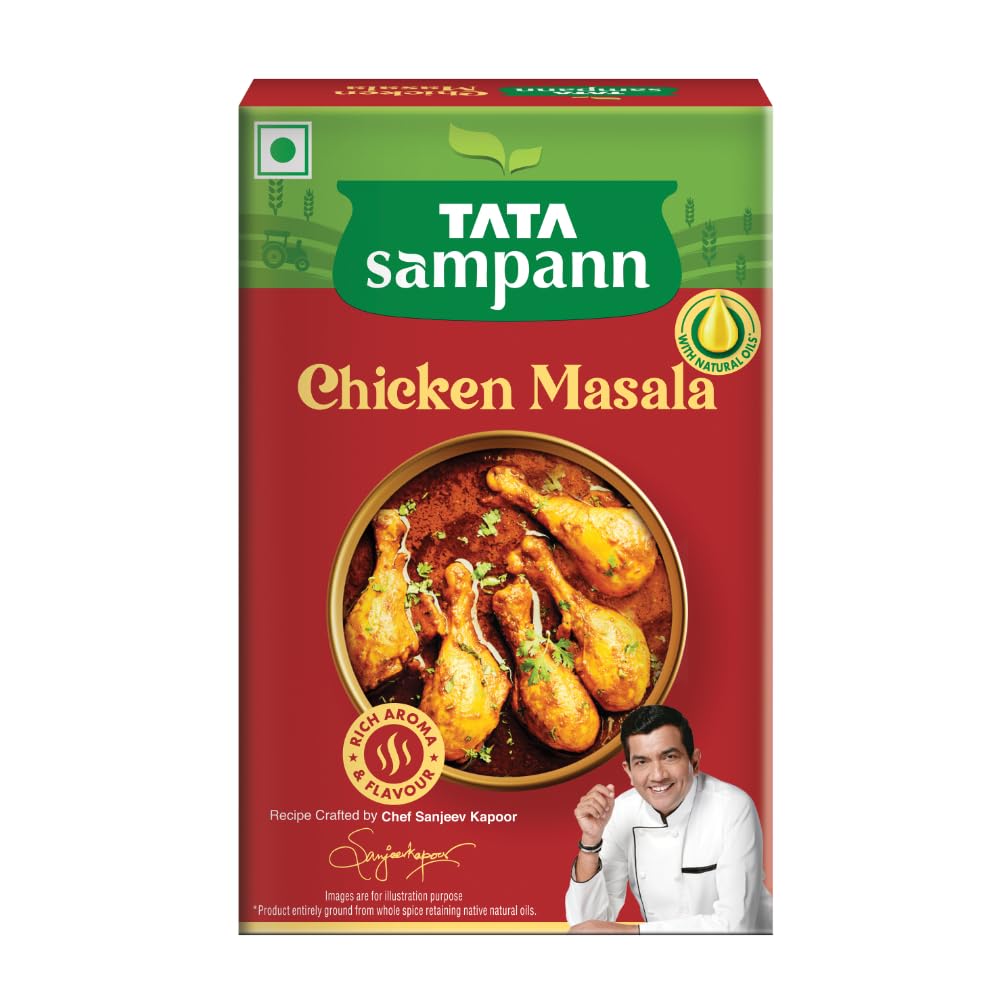 Tata Sampann Chicken Masala with Natural Oils, 100g, Crafted by Chef Sanjeev Kapoor, With Chef’s Exclusive Tip, Rich Aroma & Flavour