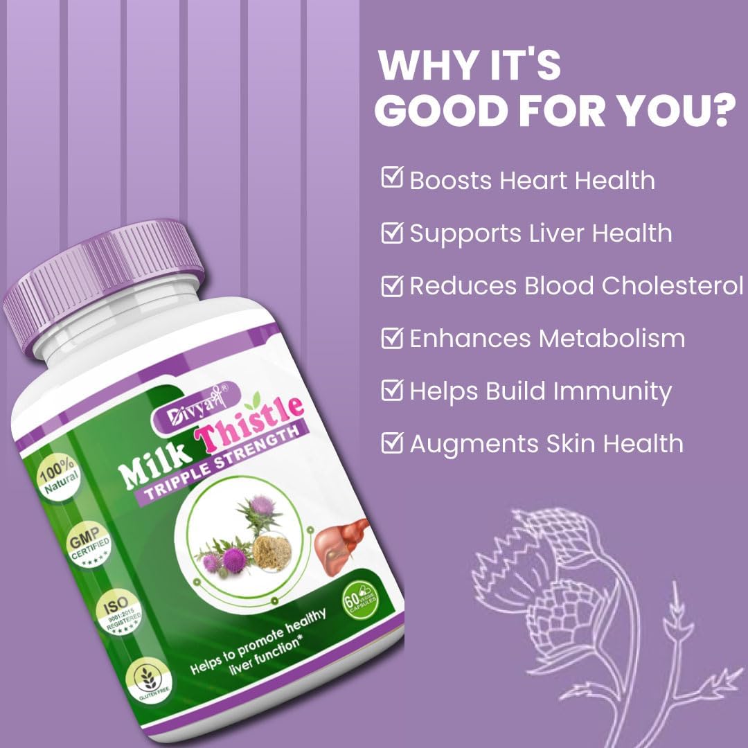Divya Shree Milk Thistle (Silymarin Marianum) Capsule Supports Liver & Immune System | Liver Detox Supplement (30 Capsule)
