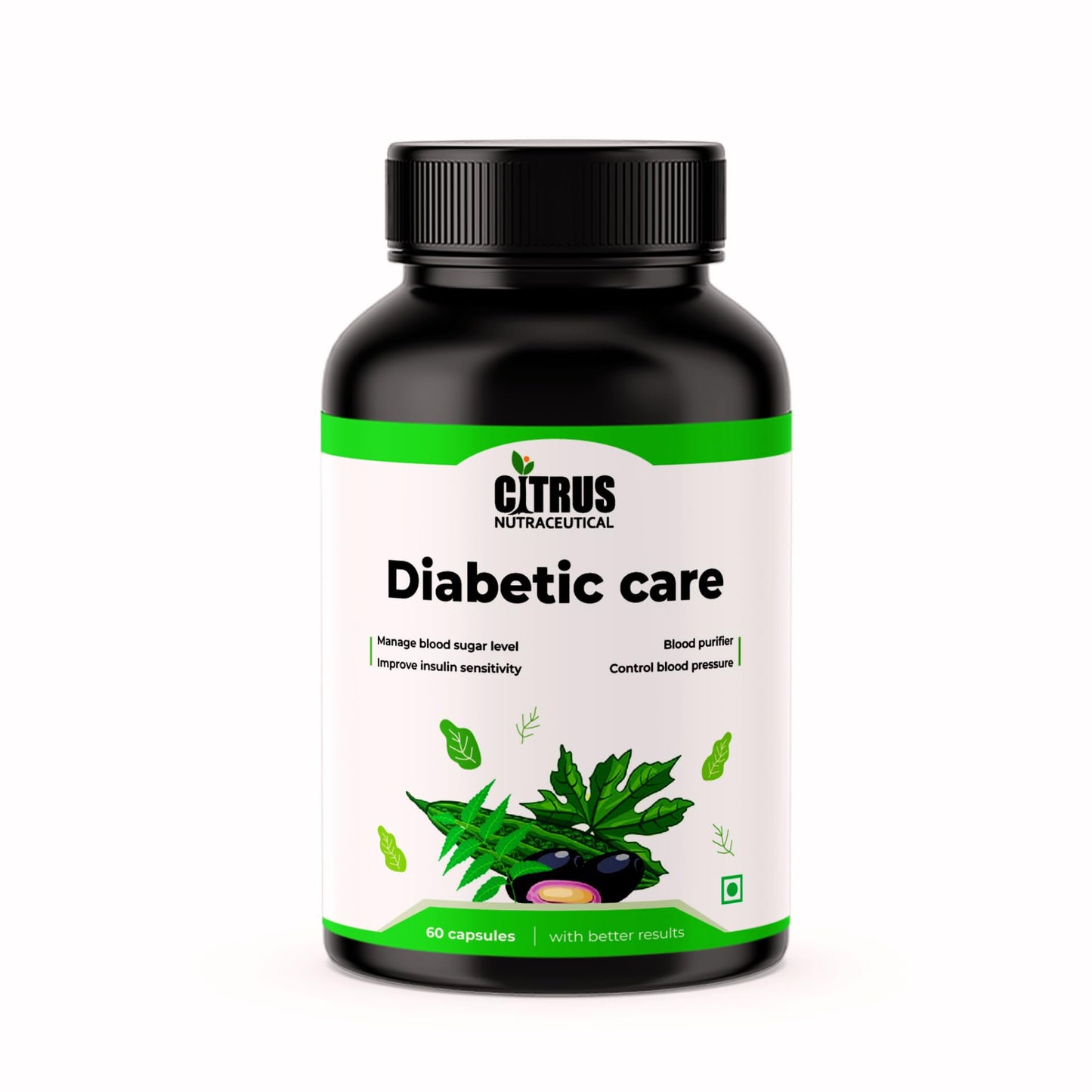 CITRUS NUTRACEUTICAL Diabetic Care Capsule With Karela Jamun Neem and Fenugreek for Manage blood sugar level and metabolism - 60 Capsules