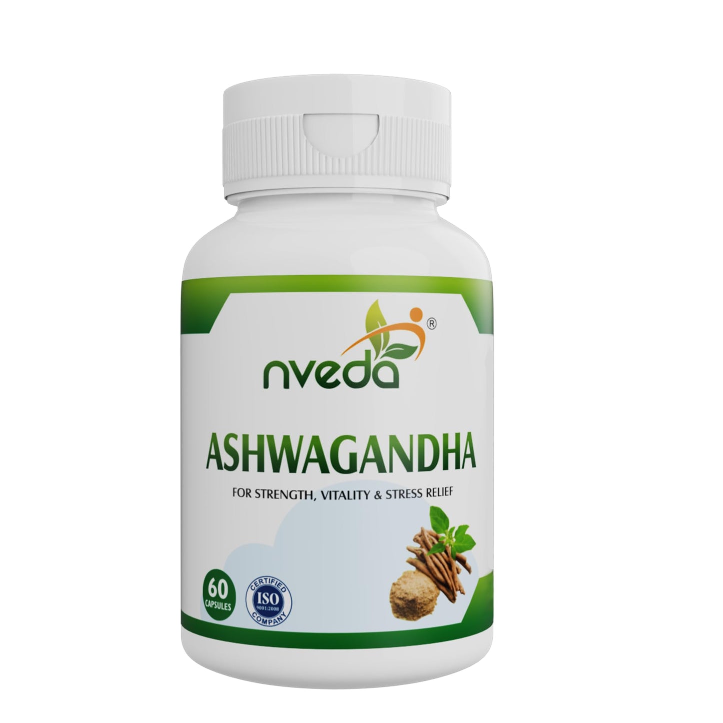 Nveda Ashwagandha Capsules | Stress Relief, Anxiety Support & Energy Booster Supplement | Ashwagandha for Men & Women for Stamina, Strength, Vitality & Immunity | Ayurvedic Ashwagandha Capsules | 60 Capsules