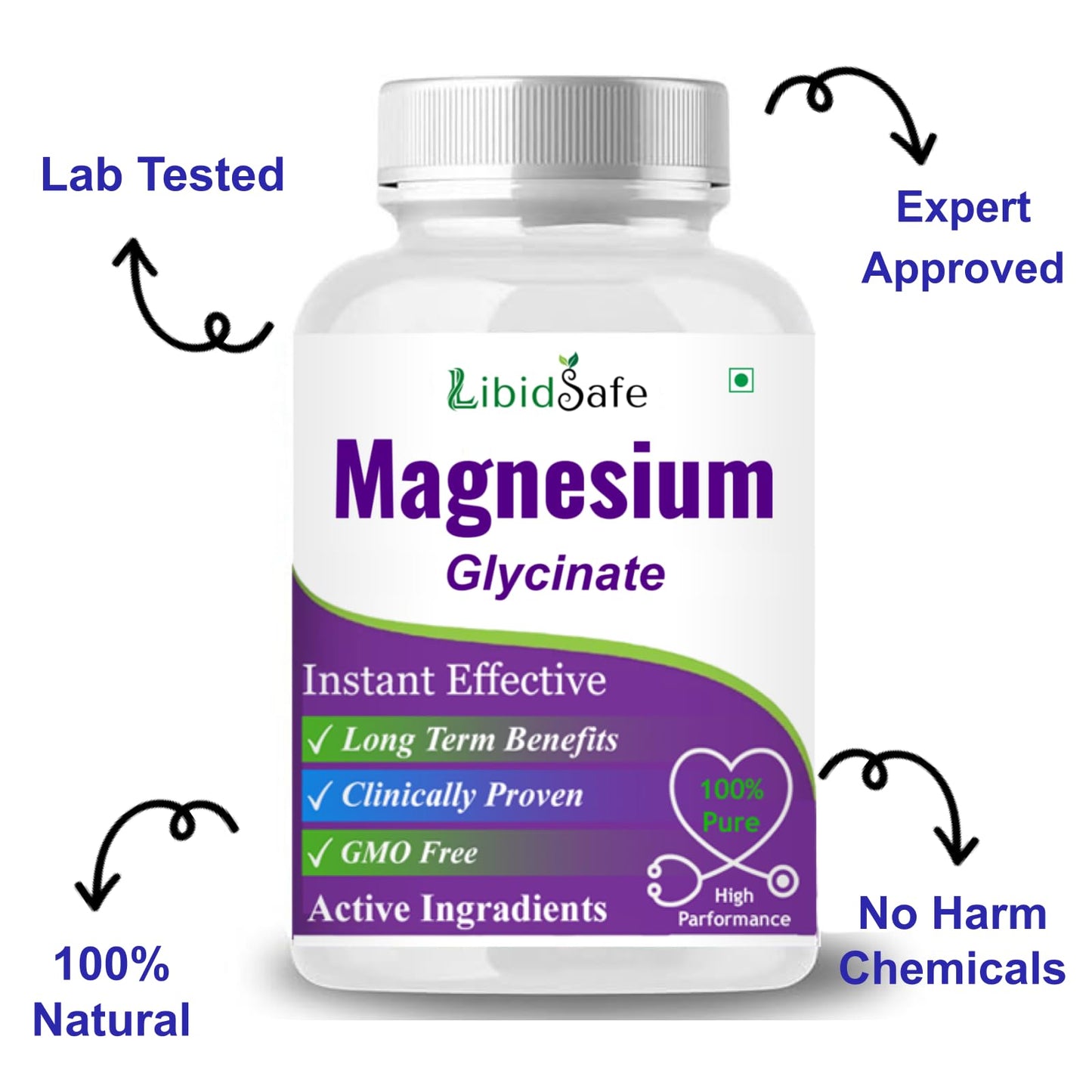 Magnesium Glycinate Capsules – 200mg, 30 Count | High Absorption Magnesium Supplements