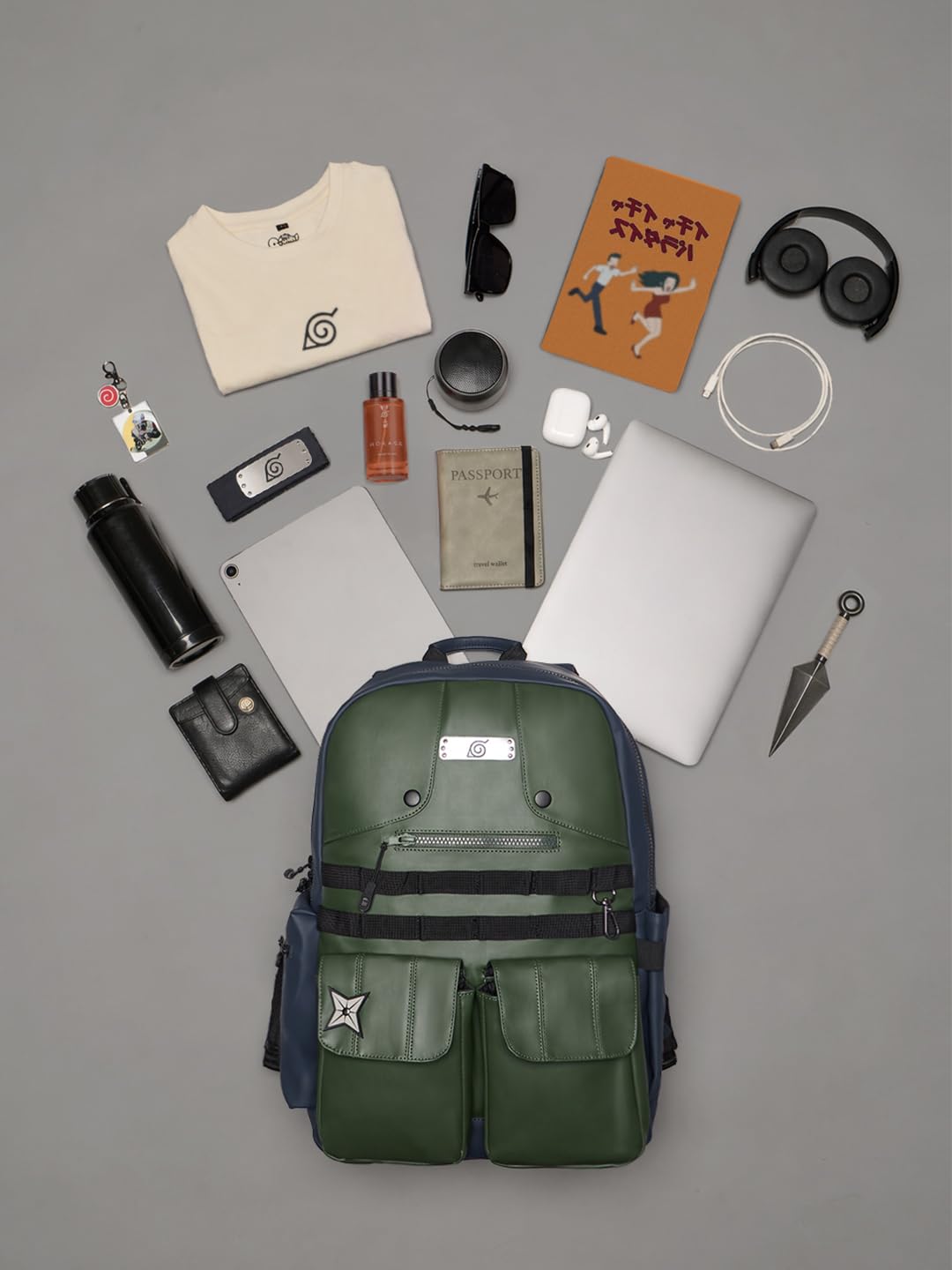 The Souled Store Naruto: Kakashi Pack Backpacks | Official Naruto Shippuden Merchandise | Premium Water-Resistant Laptop Bag with Copy Ninja Graphic | Durable Urban Travel Rucksack for Men & Women