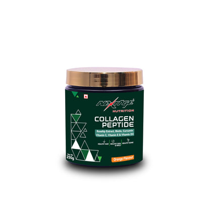 Nextage Nutrition Collagen Peptide Powder (250g) | Rosehip Extract,biotin, Curcumin Vitamin C, Vitamin E & Vitamin D3 | Healthy hair | Healthy Skin & Nails | Healthy Bone | Orange Flavour