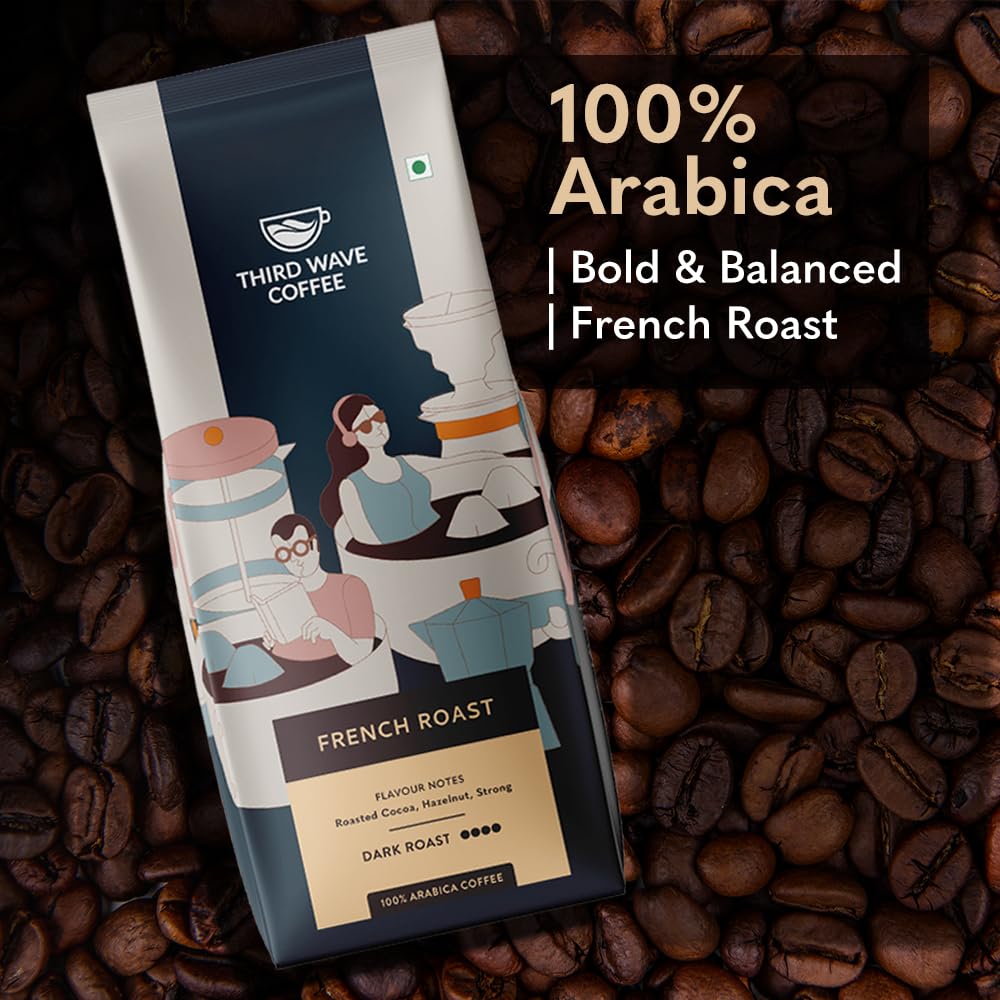 THIRD WAVE COFFEE | French Roast | 100% Arabica | Dark Roast | Moka Pot | Fine Grind | 250 grams | Pouch