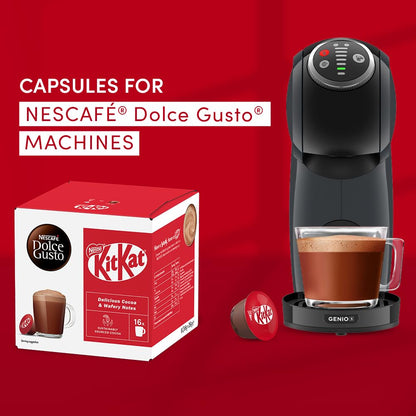 KitKat Dolce Gusto KitKat Hot Chocolate Pods 256g Box By COUGAR – Compatible with Dolce Gusto Machines | 16 Capsules | Creamy Cocoa Drink with Signature KitKat Flavour | Rich, Smooth & Velvety Texture | Perfect for Home, Office & Chocolate Lovers – (Impor