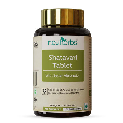 Neuherbs Shatavari Tablet | Ayurveda Herbal Supplement For Women's Hormonal Health | Promotes Lactation | 100% Pure & Natural - 60 Tablets