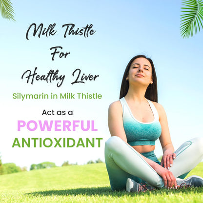 NATURYZ Extra Strength Milk Thistle 1400mg Fatty Liver detox supplement | Supports Liver Health & Natural Detox | Standardized for Silymarin | Maintain Liver Function & Antioxidant Balance | 60 Veg Tablets