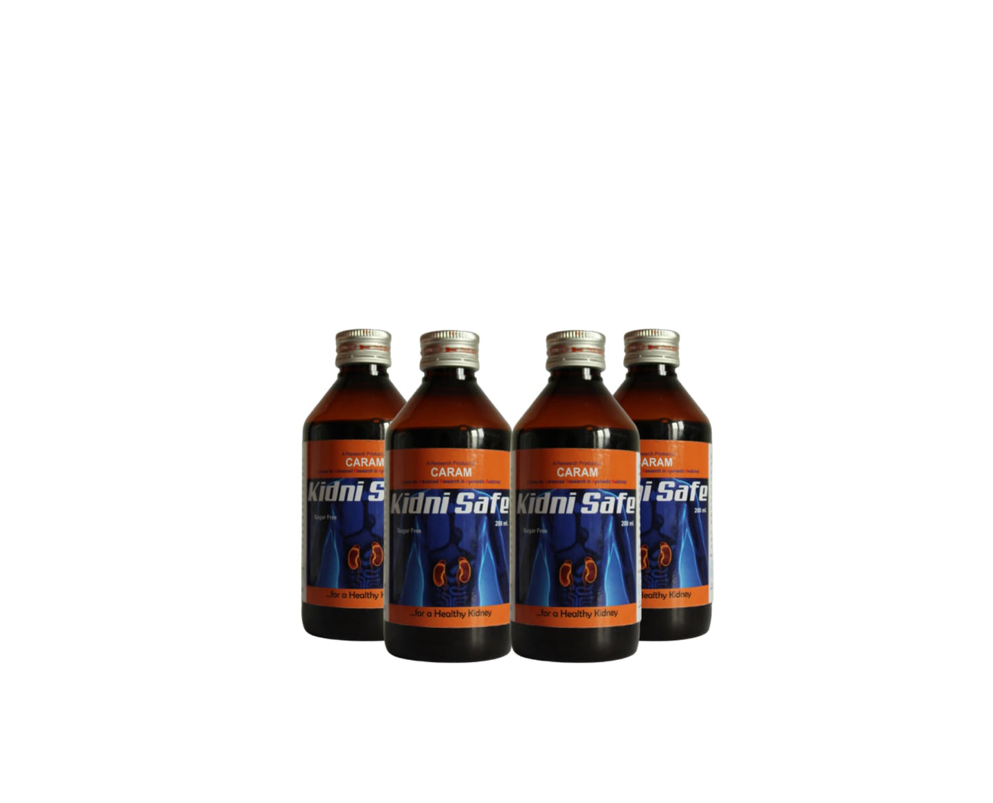 CARAM - Kidni Safe for Kidney Health & Detox | Improves Kidneys Naturally | Very Useful for CKD | Natural Kidney Functional Toner (Sugar-free) (200 ml - Pack of 4)