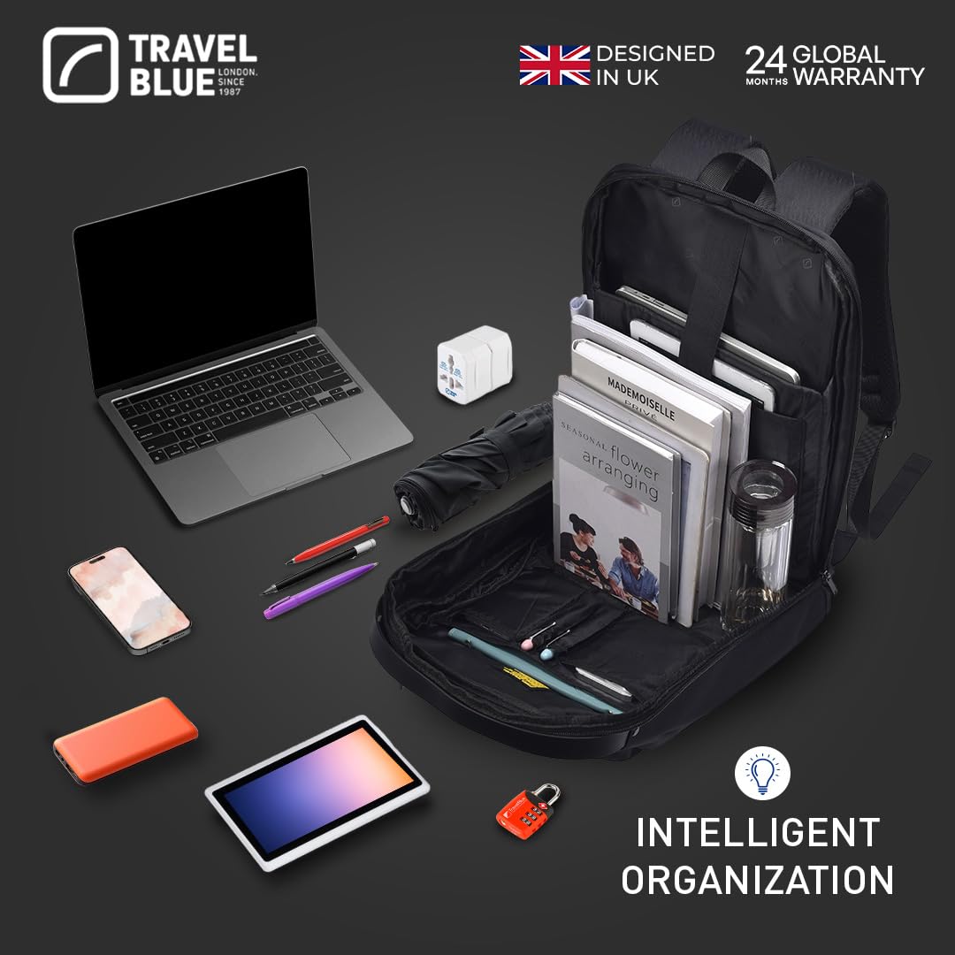 Travel Blue Innovator Executive 15.4 Inches laptop Compartment, 19 L Casual Backpack,Organizer Pocket for Men Women Boys Girls Black