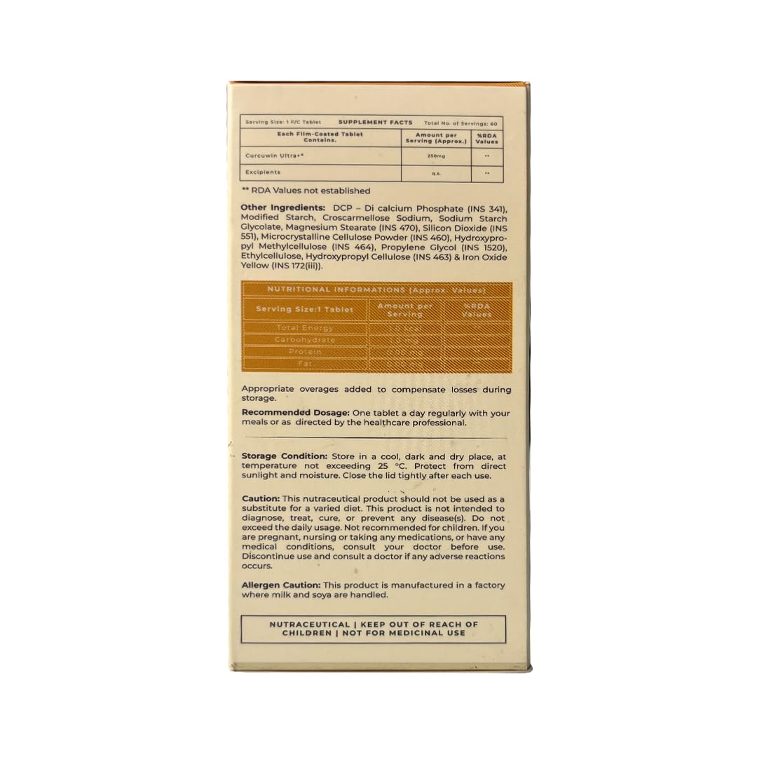 The Wellness Project (TWP) Curcumin with Curcuwin Ultra+ 250mg | For Women & Men | 60 Tablets – 2 Month Supply
