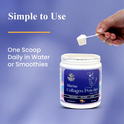 Nutrivana Marine Collagen Powder for Women & Men | Hydrolyzed Collagen Supplements with High Protein for Skin with Vitamin C & Biotin, Collagen Peptides | For Glowing, Youthful Skin | Orange Flavour (210g)