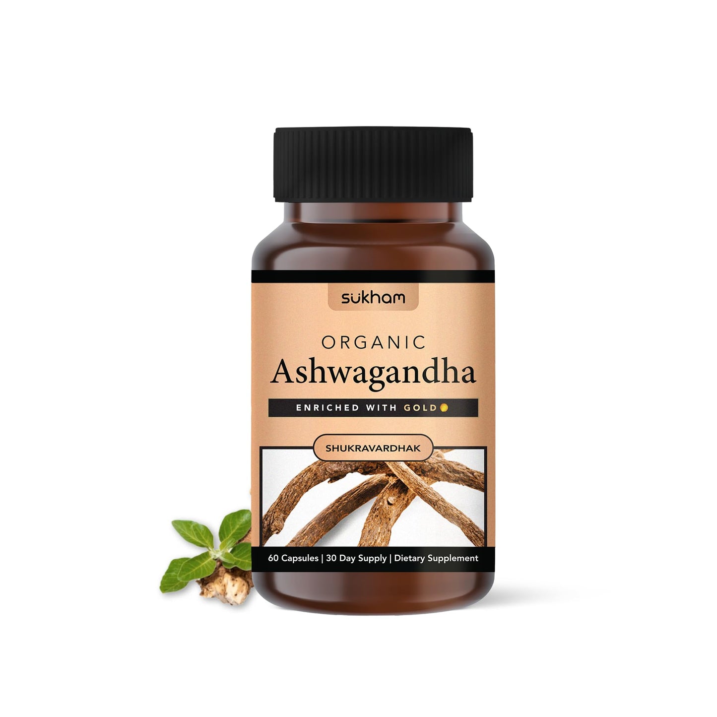 Sukham Ashwagandha Capsules | Processed using TTT-120 | 500 mg - 60 Capsules | Benefits include sound sleep, relaxed lifestyle, better immunity & recovery | For Both Men & Women