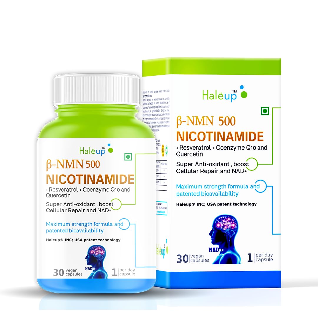 Haleup Usa Nmn 500mg 3-In-1 Formula, Enriched With Resveratrol, Quercetin And Coq10 – 30 Capsules