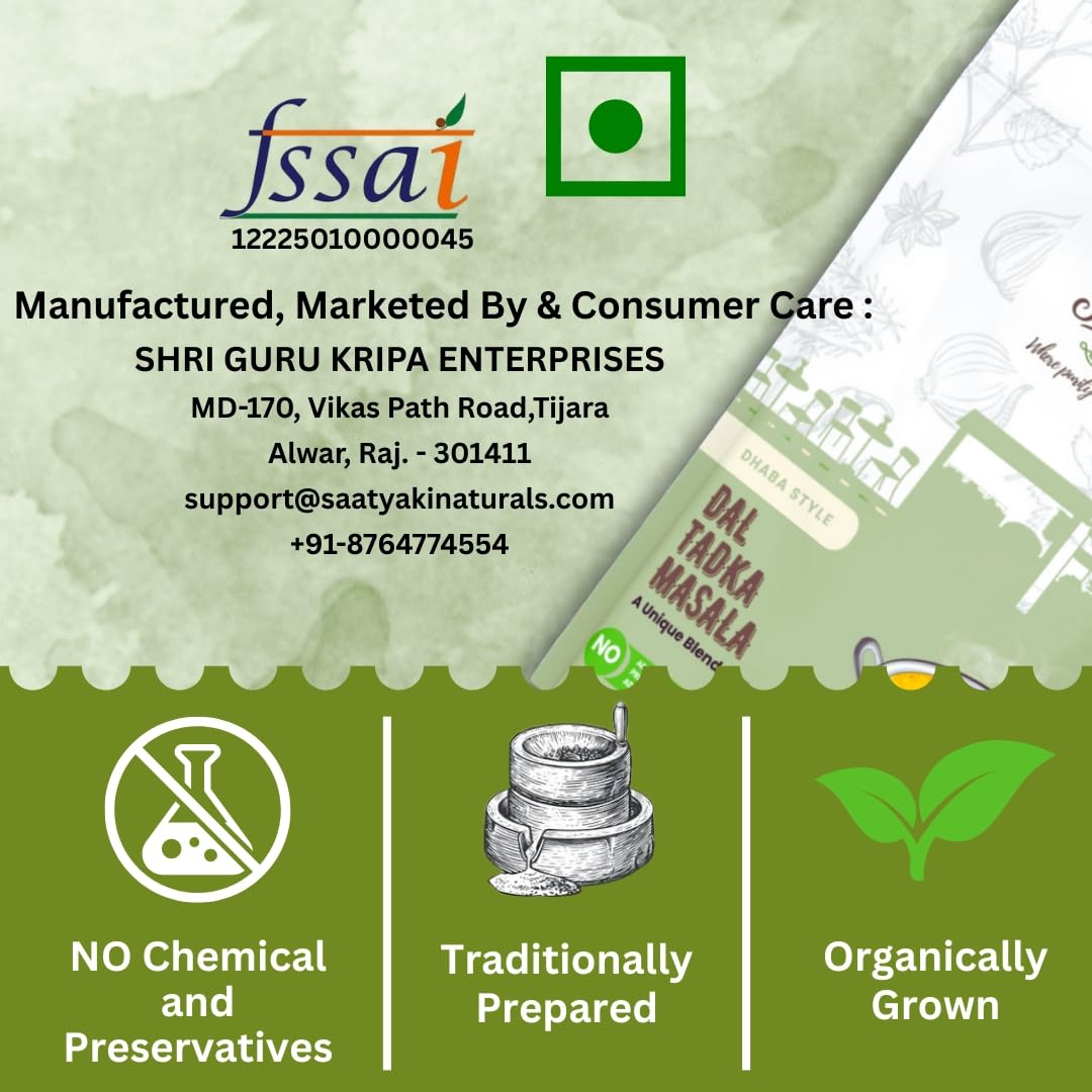 SAATYAKI NATURALS Dal Tadka Masala (50gm) 100% Pure, Freshly Ground Spice for Cooking, Non-GMO, Gluten-Free – Perfect for Curries, Marinades, and Seasoning