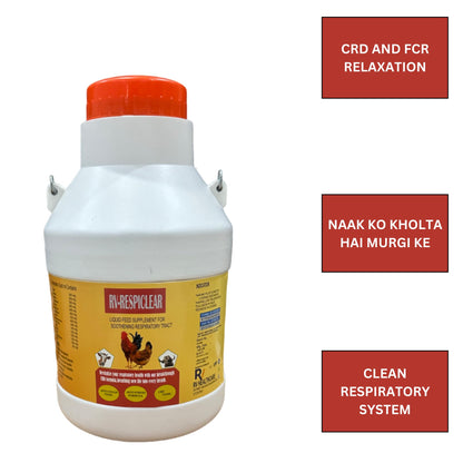 Veqtis helthcare Respiratory Herbs Poultry, Cow, Buffalo, Sheep, Goat, Calf, Chick, & Broiler Medicine Liquid Feed Supplement Syrup for Cough Cold and Easy Respiration RESPICLEAR (5 LTR)
