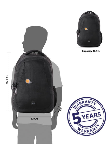 Wiki Stylish Unisex Backpack 5 Durable & Lightweight backpack for Men & Women | Backpack for Office, Gym, Travel (46.5 Litre, Black)