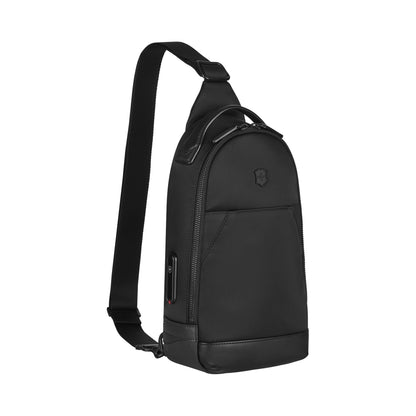 Victorinox Alox Nero Sling Bag (31 cm), 5 litres, Black, Nylon/Leather, 611808|Premium Swiss Sling Bag