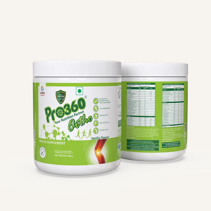 Pro360 Ortho Bone and Joint Protein Supplement Powder for Orthopedic Care with Natural Herbal Extracts, Diabetic Friendly - Vanilla Flavour, 250+250g Pack of 2