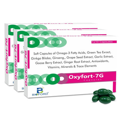 Bioford Oxyfort 7G Multivitamins & Omega-3 Fatty Acids,Green Tea Extract. Ginkgo Biloba, Garlic Extract, Ginger Root Extract, Antioxidants, Energy+Brain Sharpner (30 Capsules)