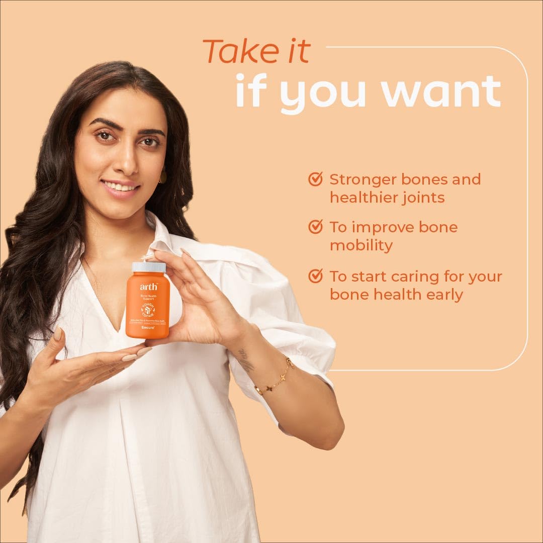 Arth Calcium & Vitamin D3 (600 IU) Tablets| Bone Health Supplement with Coral Calcium (1000 mg) for 60% More Absorption Than Others | Supports Strong Bones, Muscles & Joints | 60N Veg