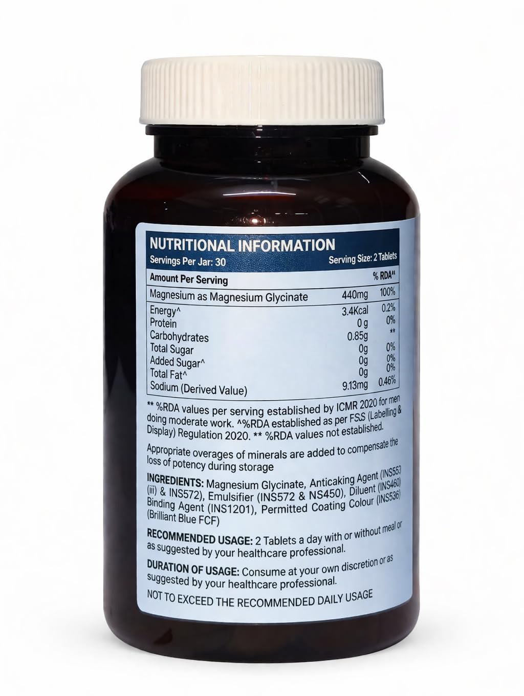 Magnesium Glycinate 2000mg Tablets for Adults | High Absorption Magnesium Supplement | Supports Sleep, Muscle Recovery & Stress Relief | 60 Tablets