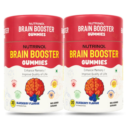 Knoll Healthcare Nutrinol Brain Booster Gummy | Boosts Memory, Focus & Concentration | Brain Fog Support | Improve Quality of Life Bacopa monneieri 60mg |Blueberry Flavour 30 Gummies (Pack of 2)