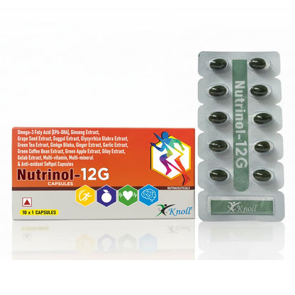 Knoll Healthcare Nutrinol 12G Multivitamin Tablets for Women & Men | Vitamin C, E, B12, B6, Zinc & Grape Extract For Immunity & Energy Multivitamin Supplement- 10 Tablets 1 x Strip