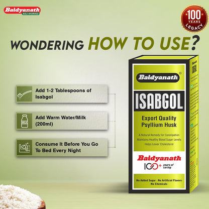 Baidyanath Isabgol - Psyllium Husk Powder - 200gm | Effectively Relieve- image 3