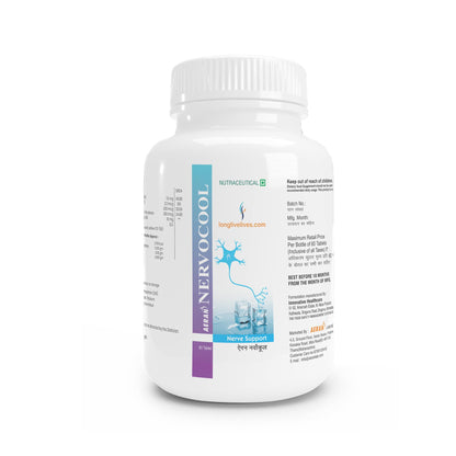 Nervocool Nerve Support Supplement, 60 Tablets - Helps Reduce Pain, Numbness & Tingling in Hands & Feet due to Neuropathy