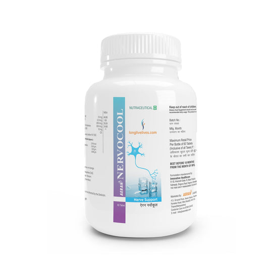 Nervocool Nerve Support Supplement, 60 Tablets - Helps Reduce Pain, Numbness & Tingling in Hands & Feet due to Neuropathy