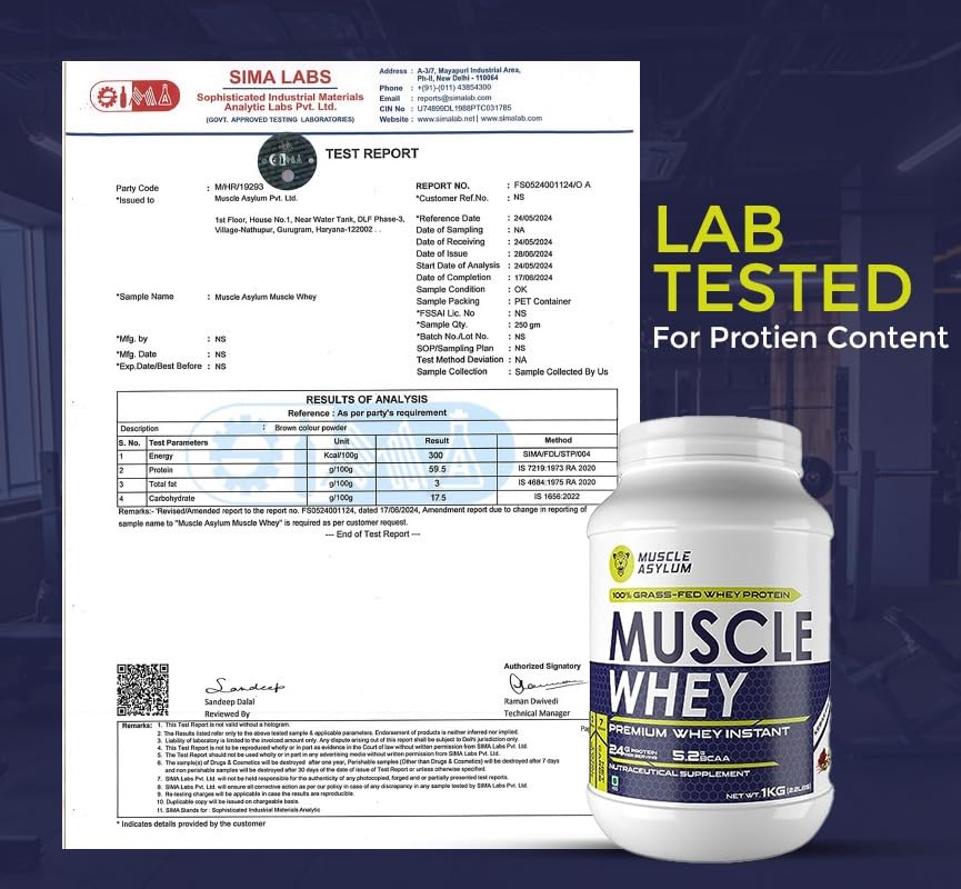 Muscle Asylum Premium Whey Protein | 1kg, 25 Servings | Kesar Pista | W- image 9