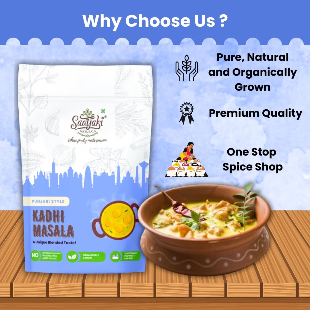 Saatyaki Naturals Punjabi Kadhi Masala - 50gm | Authentic traditional Indian spice blend for Kadhi Pakora, Punjabi curry, homemade gravy & everyday cooking.