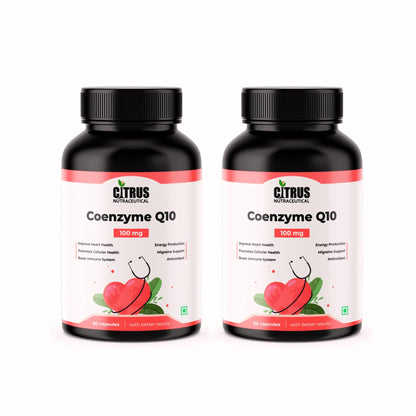CITRUS NUTRACEUTICAL Coenzyme Q10 (CoQ10) 100 mg with Piperine, Supports Heart Health, Boost Energy Production and Antioxidant- 60 Capsules (Pack of 2)