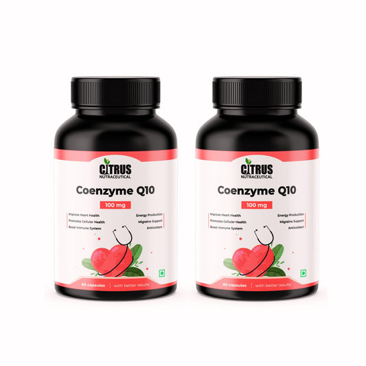 CITRUS NUTRACEUTICAL Coenzyme Q10 (CoQ10) 100 mg with Piperine, Supports Heart Health, Boost Energy Production and Antioxidant- 60 Capsules (Pack of 2)