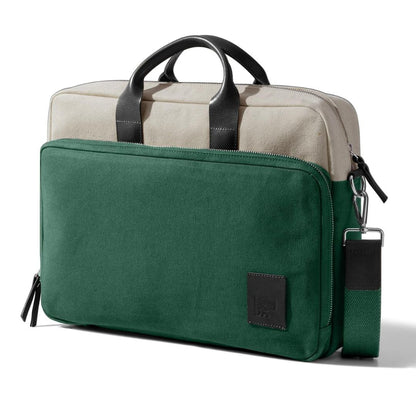 DailyObjects 100% Cotton Canvas Commute Laptop Messenger (11L) Unisex bag | Travel Shoulder Handbag With Trolley Sleeve | Metal Zip Closure, Leather Handles | Padded Laptop Compartment For 14"