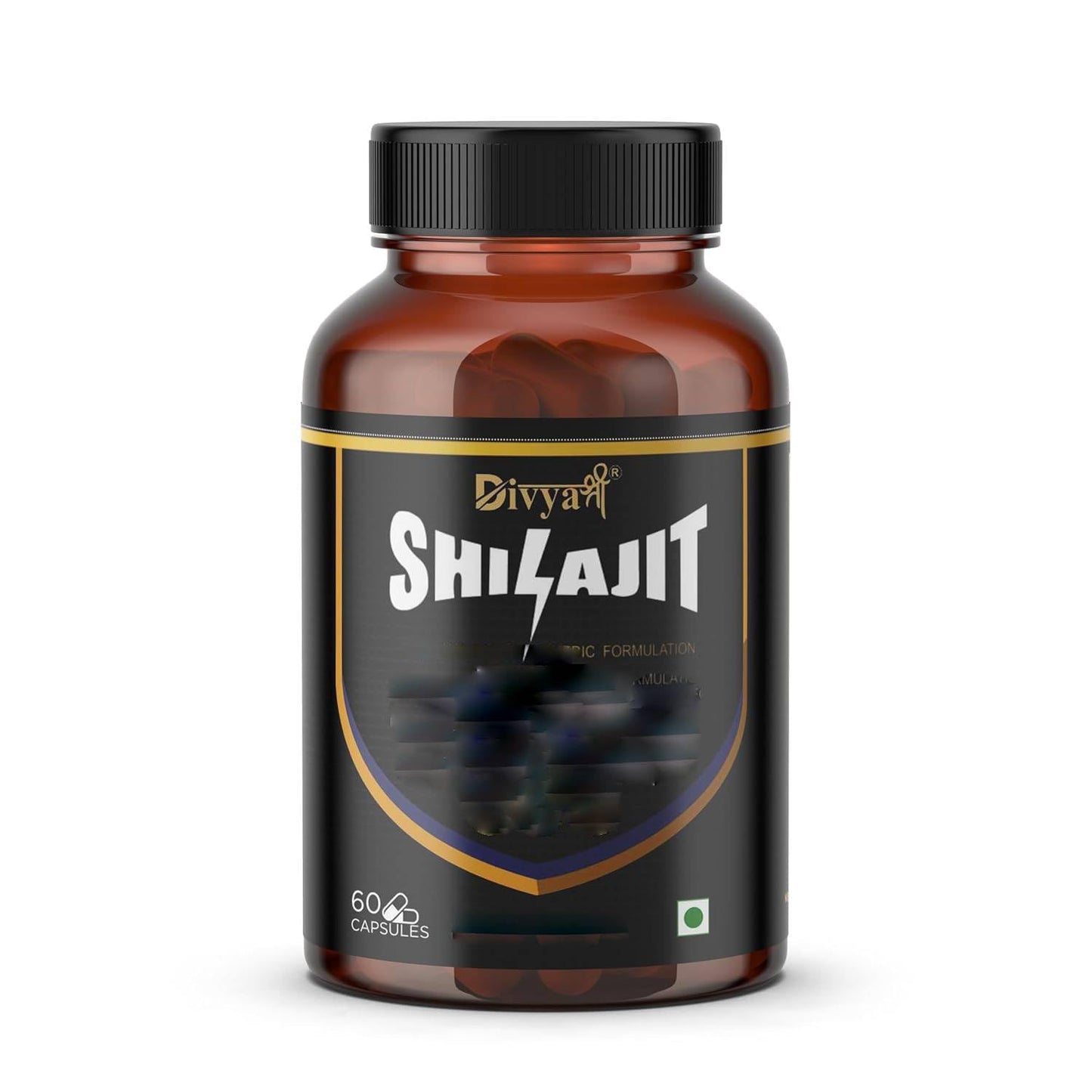 Divya Shree Shilajit | 100% Pure Himalayan Shilajit I 60 Capsules | Enhances Stamina, Energy, and Power | Supports Healthy Testosterone Levels