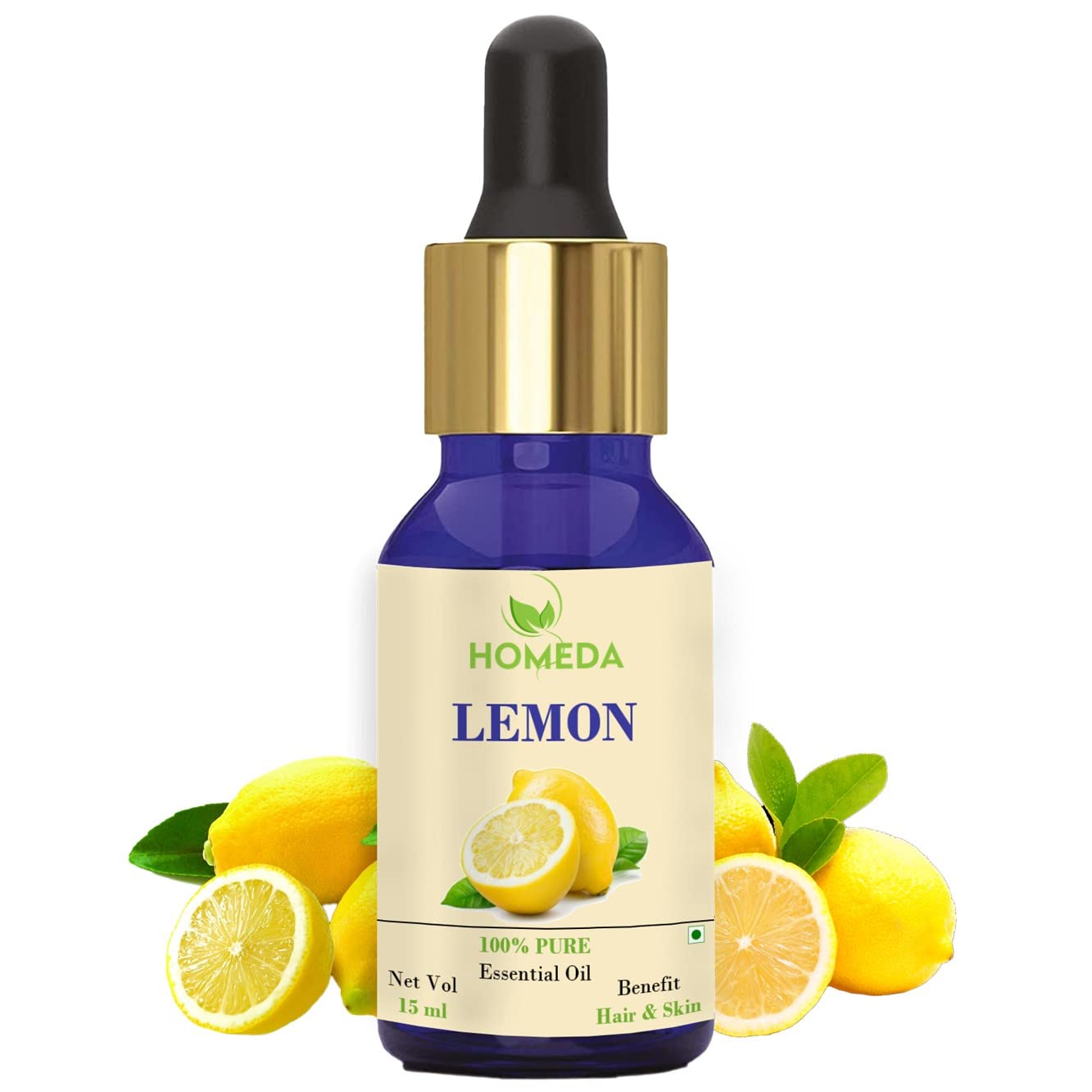 Homeda Lemon Essential Oils for Skin (100 ML), Lamon Essential Oil for Hair Care, Lemmon Cold Pressed, 100% Pure