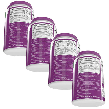 HealthyHey Nutrition High Absorption Magnesium Glycinate, 550mg - 90 Vegetable Capsules - Pack of 4
