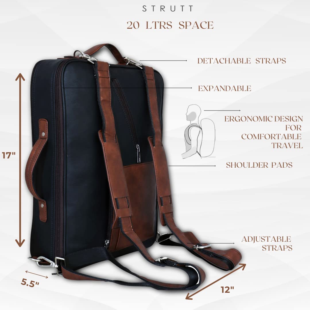 STRUTT 20L Travel Back Pack Small Back Pack for Men & Women Leather Laptop & Messenger Bag, Multi purpose