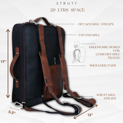 STRUTT 20L Travel Back Pack Small Back Pack for Men & Women Leather Laptop & Messenger Bag, Multi purpose