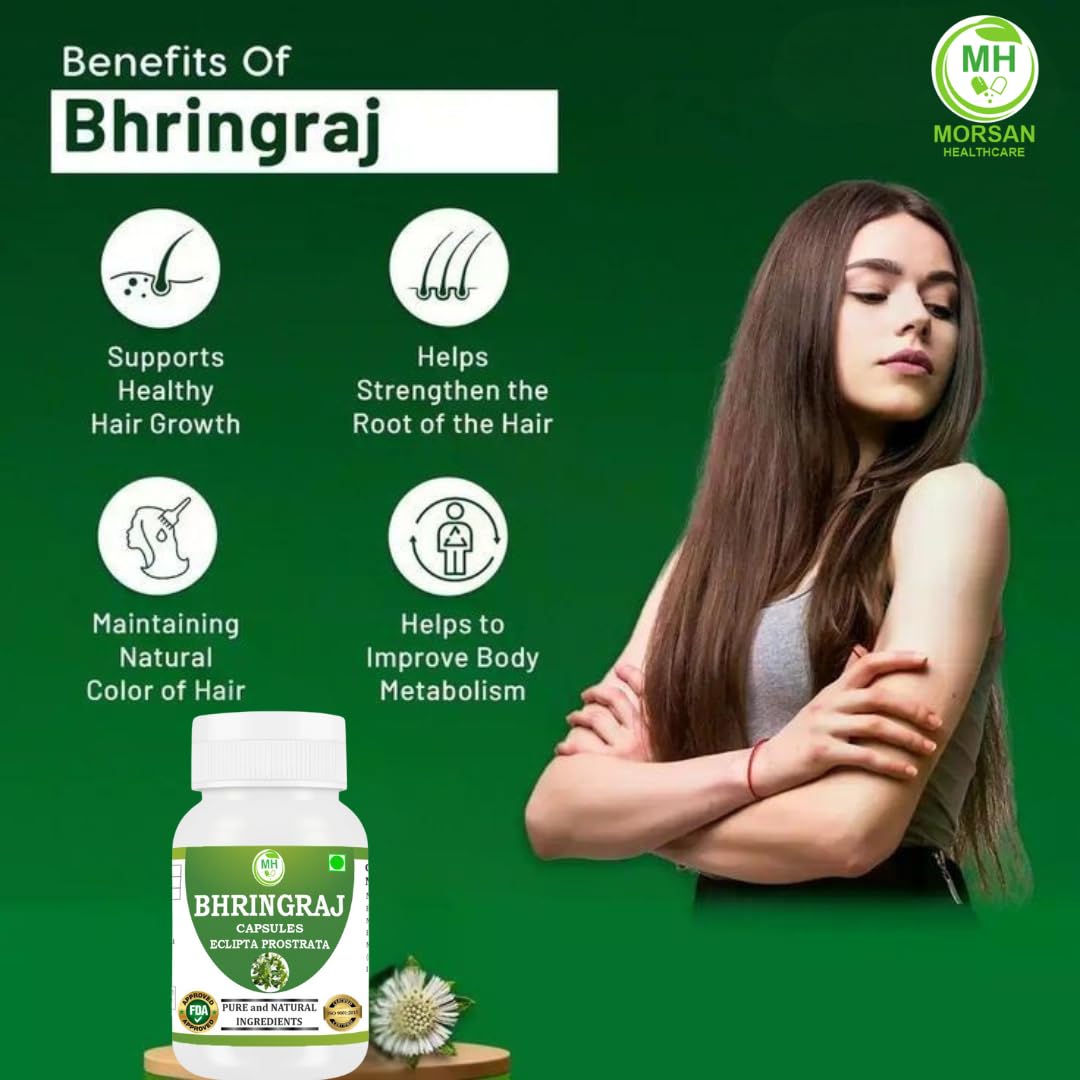 Bhringraj Capsules – 100% Pure & Natural | Ayurvedic Herbal Supplement | Hair & Scalp Support | 60 Vegan Capsules (4)