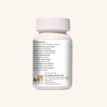 Amarantha Diabulin Tablet - Ayurvedic Blood Sugar Support (60 Tablets) | GMP Certified | Tested for Heavy Metals & Microbes | With Extracts Meshashringi, Bijak & Karela