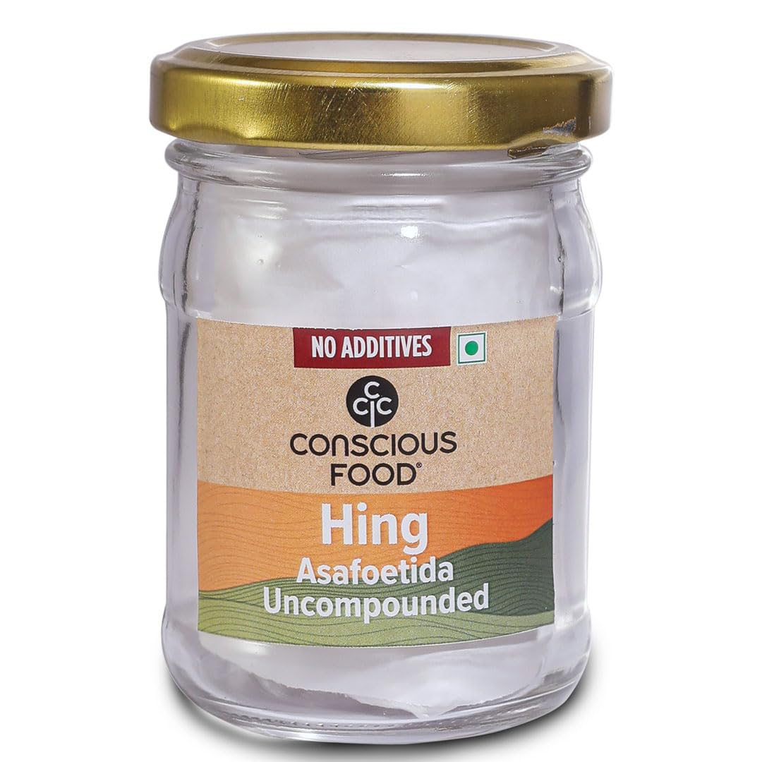 Conscious Food Asafoetida | 100% Pure Hing | Non Compounded | 10g | Extra Strong & Hand Pounded