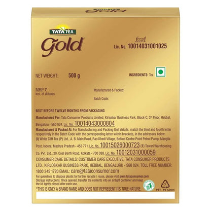 Tata Tea Gold | Assam teas with Gently Rolled Aromatic Long Leaves | Rich & Aromatic Chai | Black Tea | 500gram|Loose Leaves