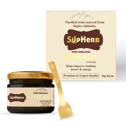 SupHerb™ Pure Himalayan Shilajit 20 gm I 100% Pure & authentic source of vitality I 80+ minerals I Boosts energy, cognitive function & Supports Overall Wellness I Powerful Stamina and Strenth.