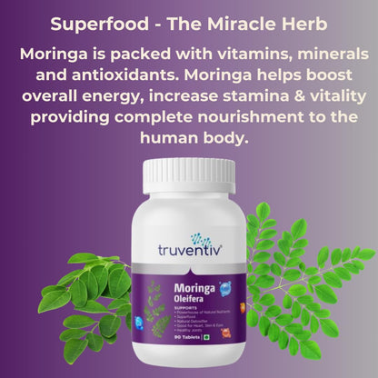 Truventiv Moringa Oleifera 500 mg Gold Standard 100% Pure & Premium - 90 Tablets