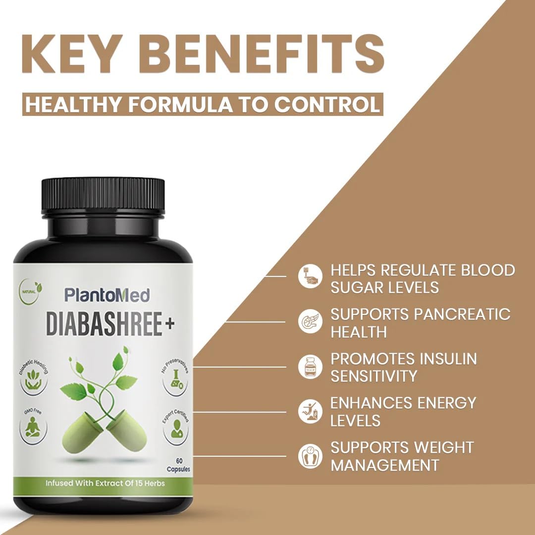 Plantomed Diabashree+, Blood Sugar Support Supplement,Made In India | 60 Capsules